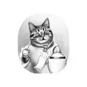 cat drinking milk carton tattoo design idea