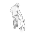 a man walking a dog tattoo design idea