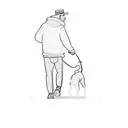 a man walking a dog tattoo design idea