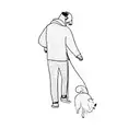 a man walking a dog tattoo design idea