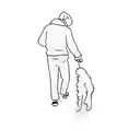 a man walking a dog tattoo design idea