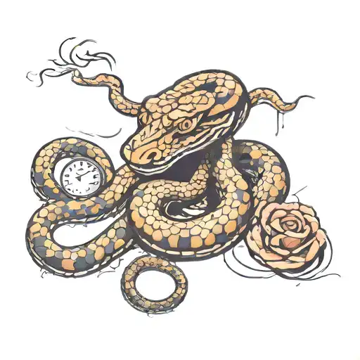 snake changing its skin complexion: theme "time tattoo design idea