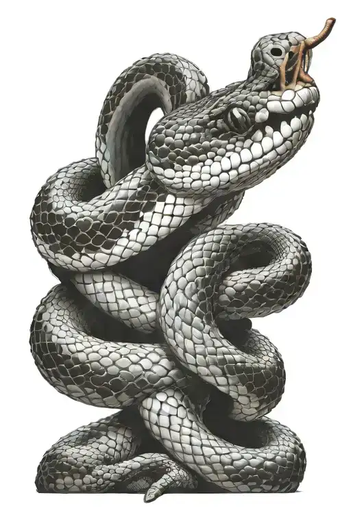 snake changing its skin opening its beak tattoo design idea