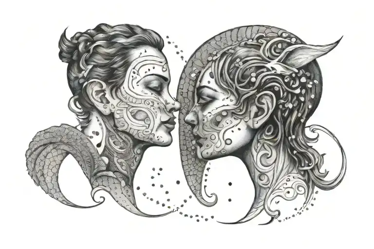 Gemini, unique, moon, meaningful, neck tattoo design idea