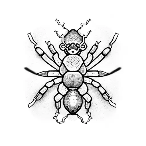 spider opposite a wasp against the background of a snake's mouth tattoo design idea