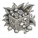 pebbles in box tattoo design idea