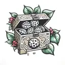 pebbles in box tattoo design idea