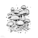 psychedelic mushroom with "IWDFB" as the pattern on top tattoo design idea