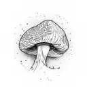 psychedelic mushroom with "IWDFB" as the pattern on top tattoo design idea