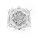 psychedelic mushroom with "IWDFB" as the pattern on top tattoo design idea