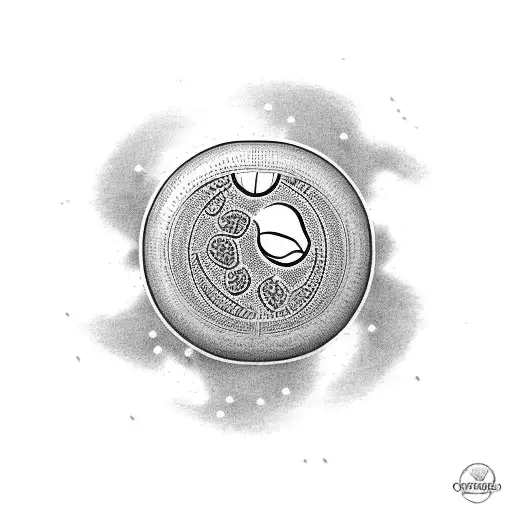 A coffee bean morphing into a tennis ball tattoo design idea