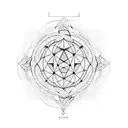Sacred geometric patterns forming a tennis ball tattoo design idea