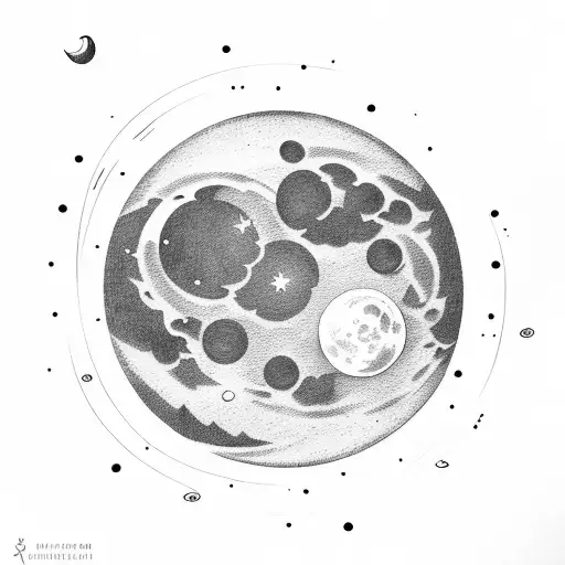 Moon and its gravity lines tattoo design idea