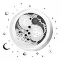 Moon and gravity well tattoo design idea