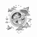 Moon and gravity well tattoo design idea