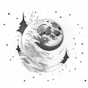 Moon and gravity well tattoo design idea