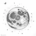 Moon and its gravity lines tattoo design idea