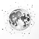 Moon and its gravity lines tattoo design idea