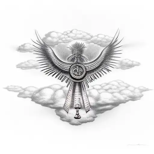 Ankh with clouds tattoo design idea