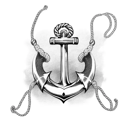 anchor with rope where rope is shaped like S and left hook of anchor like a J tattoo design idea