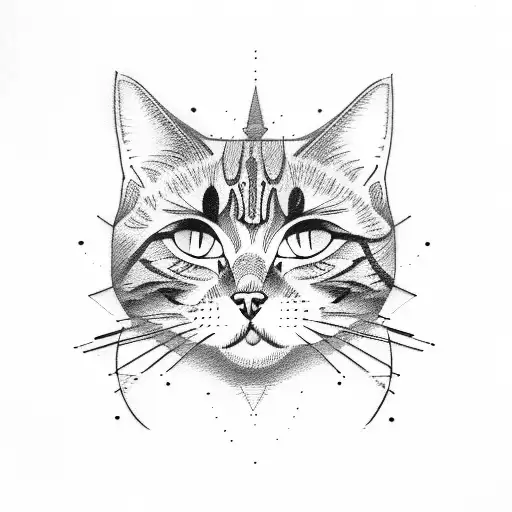 Cat but asymmetrical  tattoo design idea