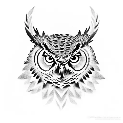 great horned Owl tattoo design idea