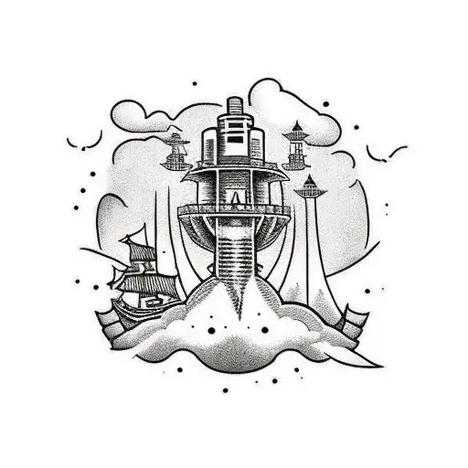 a tower like a fort in old school design tattoo design idea