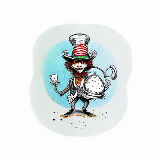 American traditional style, mushroom, Beetles, mad hatter, and drugs tattoo design idea