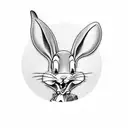 bugs bunny as monopoly man, poker chips, 8ball, 7 and 2 playing cards tattoo design idea