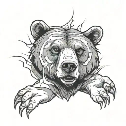 scars, claws bear, top down view tattoo design idea