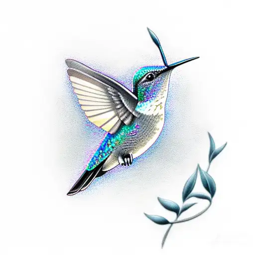 Colorful Hummingbird Tattoo, HD Png Download - kindpng