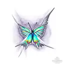 a gray hummingbird and a blue butterfly tattoo design idea
