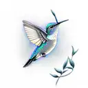 a gray hummingbird and a blue butterfly tattoo design idea