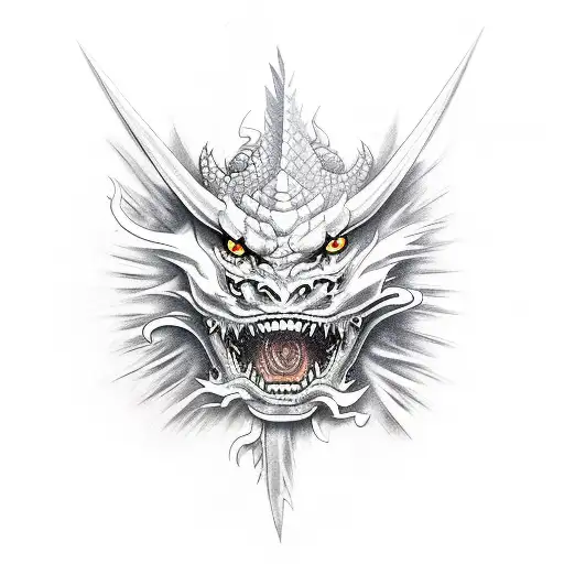 yakuza Demons and dragon  tattoo design idea