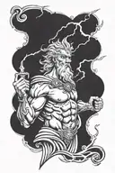 Zeus holding a lightning bolt tattoo design idea