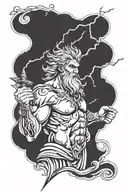 Zeus holding a lightning bolt tattoo design idea