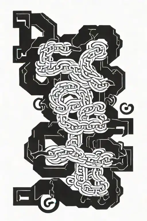 Wolfpack calligraphy spelling chain links tattoo design idea