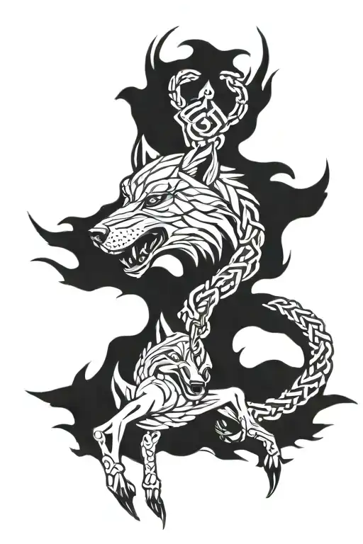 Wolfpack chain links tattoo design idea
