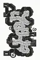 Wolfpack calligraphy spelling chain links tattoo design idea