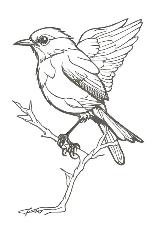 Robin bird perched tattoo design idea
