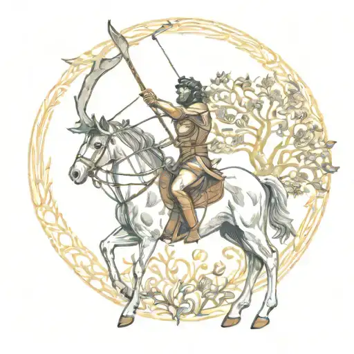  centaur archer with the tree of life in the background tattoo design idea