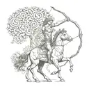 mythology centaur archer with the tree of life in the background tattoo design idea