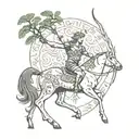 mythology centaur archer with the tree of life in the background tattoo design idea