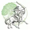 mythology centaur archer with the tree of life in the background tattoo design idea