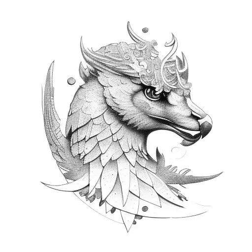 Folded wings with a broken halo tattoo design idea