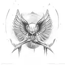 Folded wings with a broken halo tattoo design idea