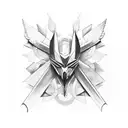 Folded wings with a broken halo tattoo design idea