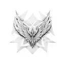 Folded wings with a broken halo tattoo design idea