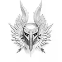 Folded wings with a broken halo tattoo design idea