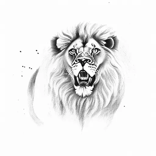 Lion head profile with david star on the eye tattoo design idea